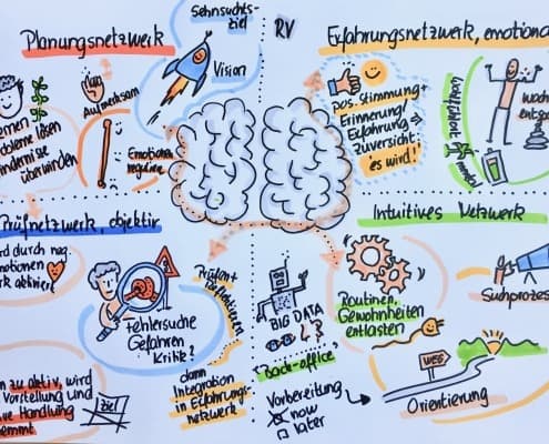 Sketchnote über die 4 Bereiche des Gehirns