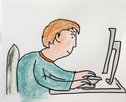 Geknicktes Sitzen am Bildschirm