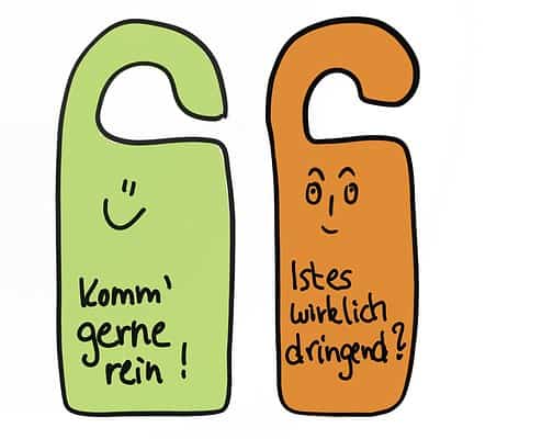 Türhänger für ungestörtes Arbeiten, Fokuszeit, nur wenn es dringend ist und wenn es ok. ist