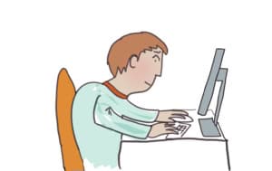 gebeugte Schildkrötenhaltung am Bildschirm