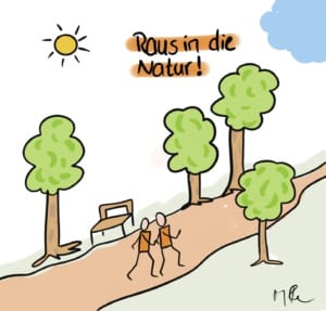 Raus in die Natur gehen, Wald oder ein Park stärken die Konzentration